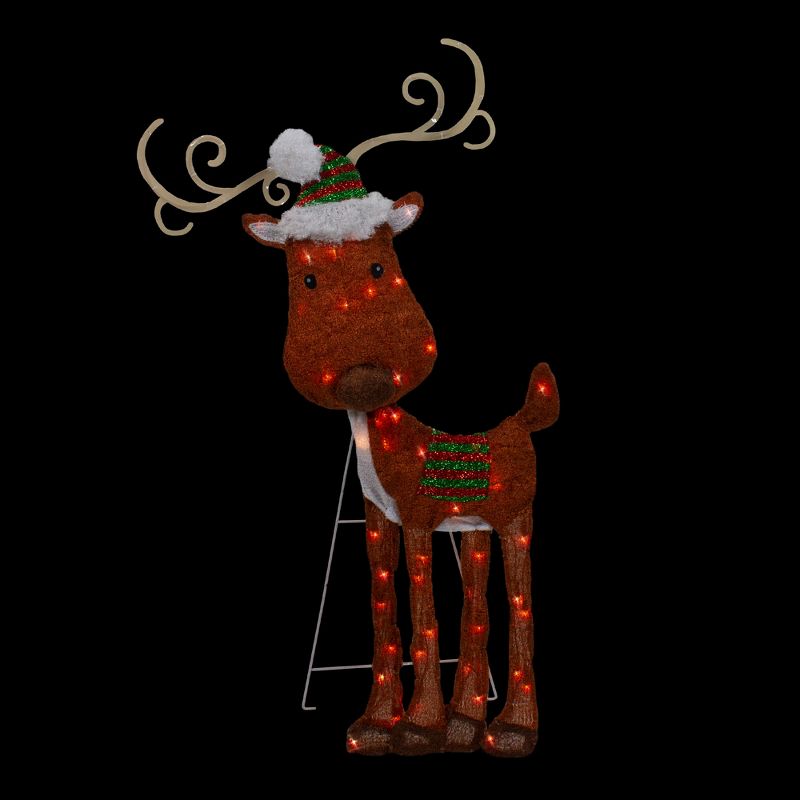 Northlight 32" Lighted 2D Chenille Reindeer Outdoor Christmas Decoration, 3 of 7