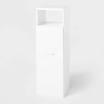 Narrow Storage Cabinet with Pull Out Cart White - Brightroom™: Laminated Finish, Casters, Fixed Shelves, CARB Certified