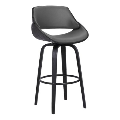 30" Mona Contemporary Bar Height Barstool Black/Gray - Armen Living