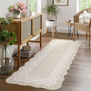 Washable Modern Scalloped Rug Non Slip Low Pile Rug Soft Contemporary Floor Cover Foldable Indoor Carpet for Living Room Bedroom Playroom Nursery - 1 of 4