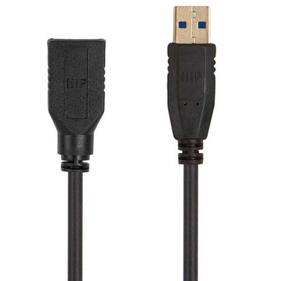 Monoprice USB 3.0 Type-A to Type-A Female Extension Cable - 3 Feet - Black | 32AWG, TPE Jacket, Compatible with Mouse, Printer, USB Keyboard, Flash