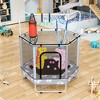 Hooseng 55" Hexagon Trampoline for Kids with Safety Enclosure Net, Indoor & Outdoor Toddler Trampoline with Adjustable Gymnastics Bar & Toys - 2 of 4