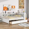Streamdale Full Bed with L-shaped Bookcases, Drawers, White - 3 of 4