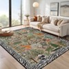 9'x12' Washable Jungle Animal Rugs for Living Room Bedroom, Non Slip Stain Resistant Throw Carpet for Nursery Playroom Dining Room Office, Natural - 2 of 4