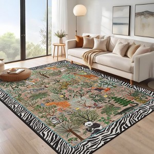 Garvee Jungle Animal Area Rug Soft Washable Indoor Rug Non Slip Low Pile Forest Style Rugs for Living Room Bedroom - 1 of 4