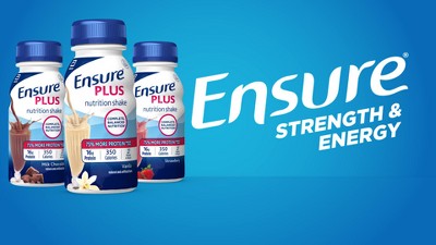 Ensure Plus Nutrition Shake with 13 grams of high-quality protein, Meal  Replacement Shakes, Strawberry, 8 fl oz