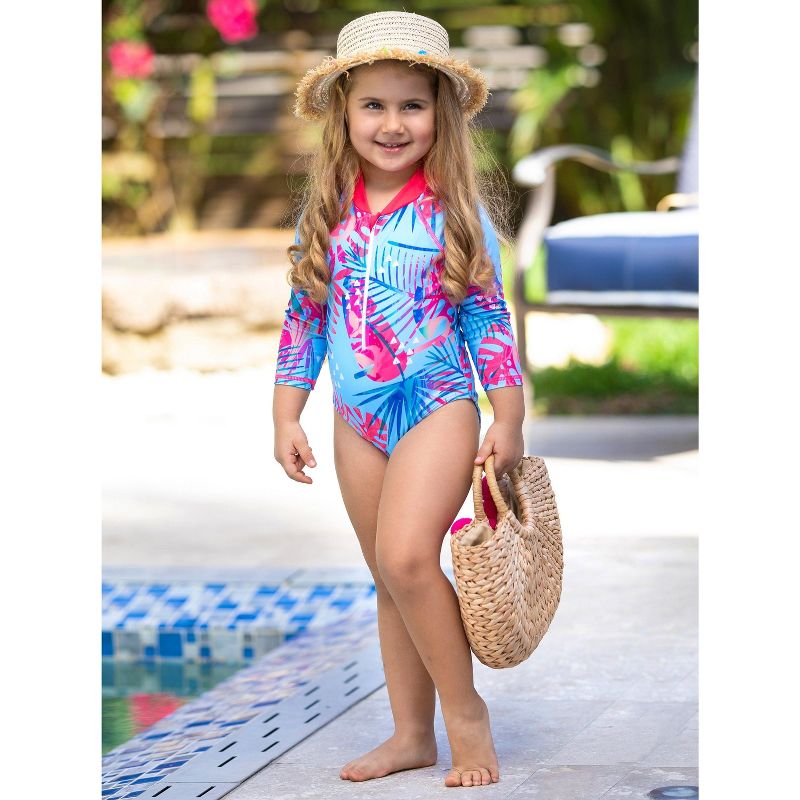 Girls At the Oasis Rash Guard Swimsuit - Mia Belle Girls, 4 of 6