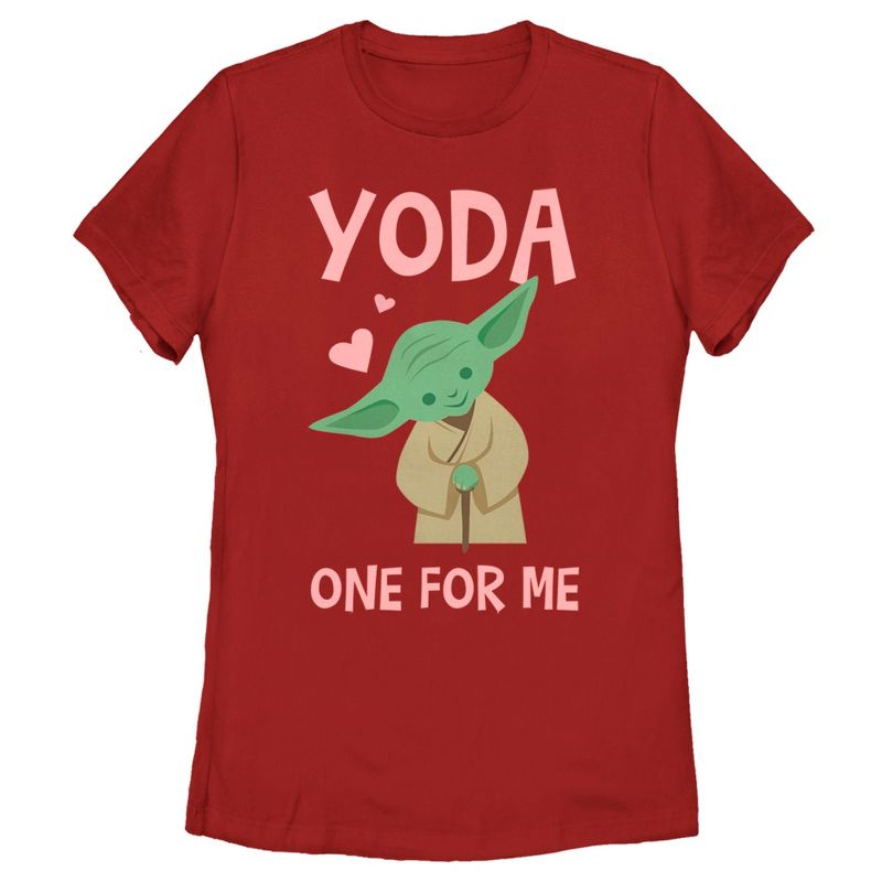 Women's Star Wars Valentine's Day Yoda One for Me Simple T-Shirt, 1 of 5