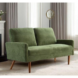 CAVINAS Modern & Vintage Loveseat Sofa, Velvet Upholstered 2 Seater Sofa Couch with Sleek Design, for Home, Apartment or Office - 1 of 4