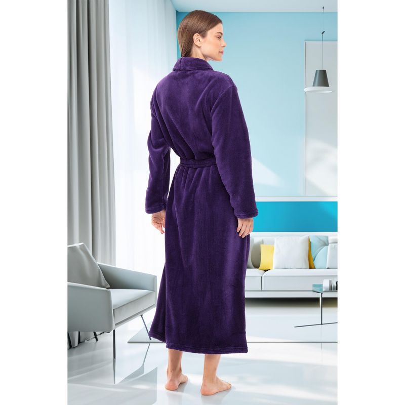 Women's Cozy Fleece Winter Wrap Around Robe, Long Plush Bathrobe, 4 of 7