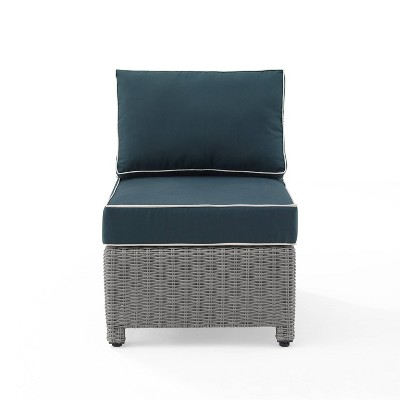 Navy Gray Modular Outdoor Wicker Armless Chair