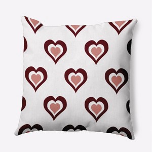 16"x16" Valentine's Day Burning Love Square Throw Pillow Burgundy - e by design: Heart Pattern, Indoor Decor, Polyester Twill - 1 of 4