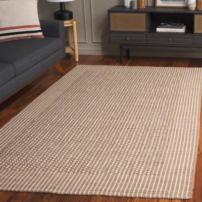 Ivory and Beige Handwoven Jute Area Rug, 8' x 10'