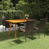vidaXL Dining Set Brown Solid Acacia Wood, PE Rattan, Powder-Coated Steel - 59.1" Table Length Brown 4 Items - 2 of 4