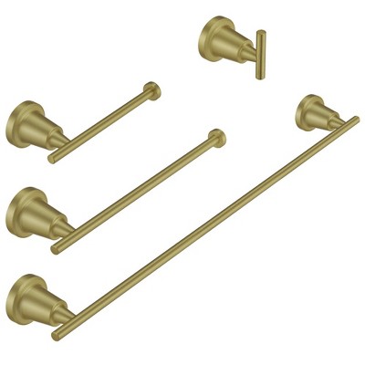 BWE 4-Piece Bath Hardware Set with Towel Bar Towel Hook and Toilet Paper Holder