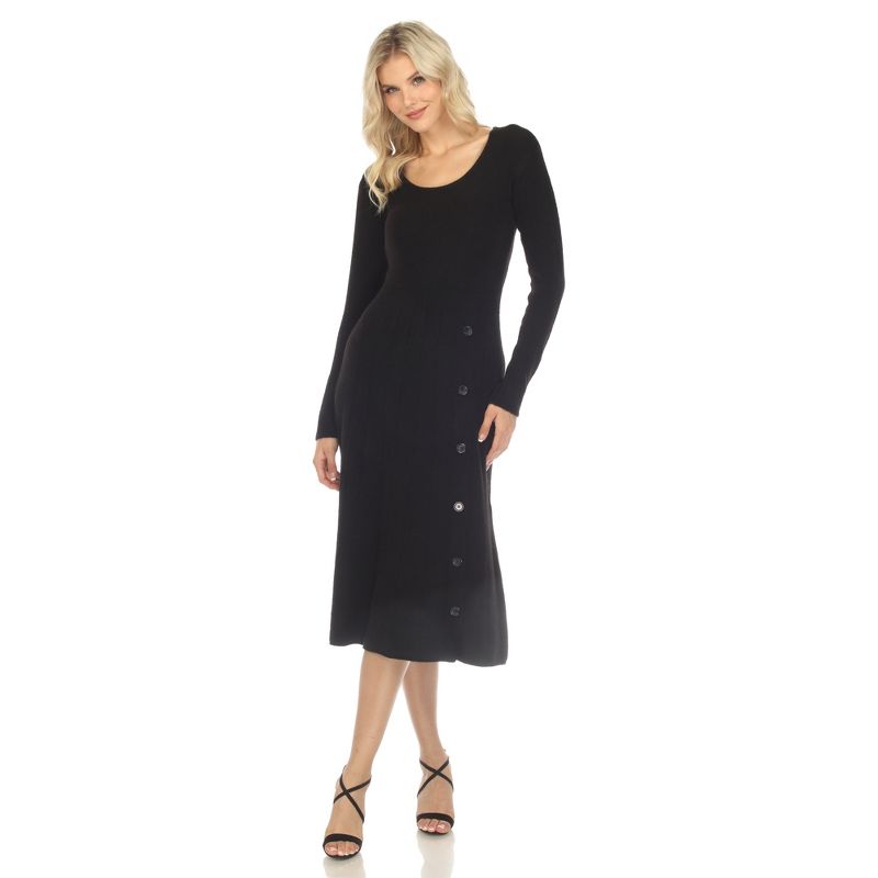 Women's Crew Neck Fit and Flare Sweater Midi Dress, 5 of 6