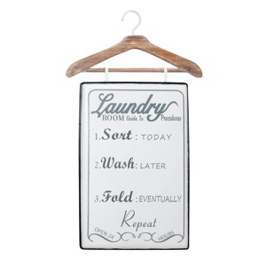 Farmhouse Words and text Metal Wall Decor White - Olivia & May: Laundry Room Guide, Iron Panel - 1 of 4