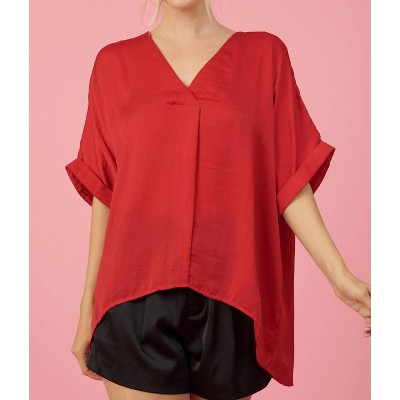 Women's V-Neck High-Low Top - GLAM
