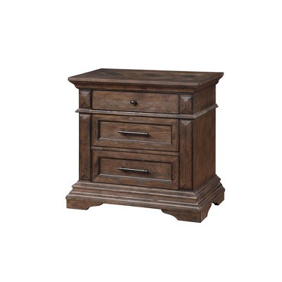 New Classic Furniture,Mar Vista Solid Wood 3-Drawer Nightstand in Brushed Walnut
