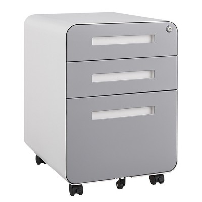 3 Drawer Mobile File Cabinet with Lock, Metal Under Desk Rolling Filing Cabinets, Fully Assembled 5-Wheel Office Cabinet for Home Office Letter
