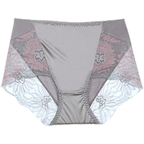 Agnes Orinda Women's Floral Lace Trim High Rise Brief Stretchy Underwear  Gray S : Target
