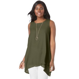 Jessica London Women's Plus Size Crinkled Tunic - 1 of 4