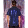 Lars Amadeus Men's Contrasting Color Short Sleeves Disco Party Sparkly Sequins Shirt - 3 of 4