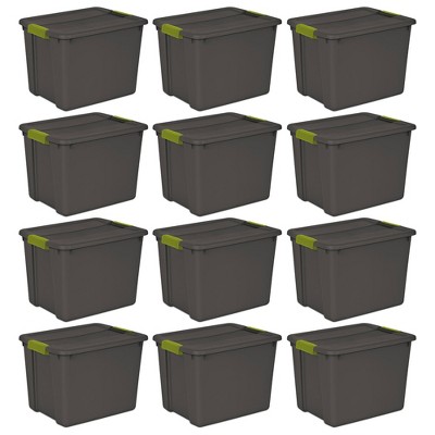Sterilite 12 Gal Latching Lid Holiday Storage Tote Stackable Home Organizer  Bin With Lid For Decorations, Seasonal Items Clear With Green Lid, 4-pack :  Target