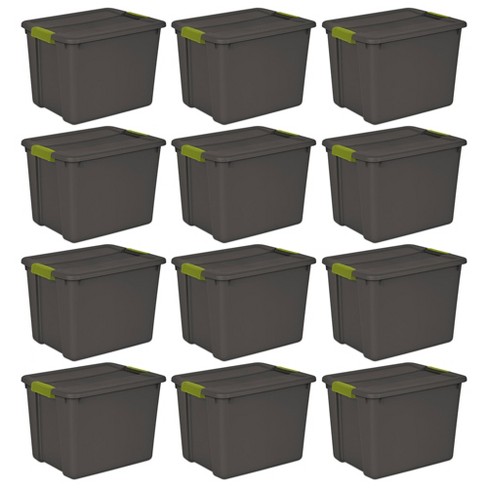 Sterilite 18 Gallon Plastic Storage Container Tote with Latching Lid (12 Pack)