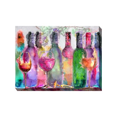 Cottage Garden West of The Wind Tasting Room Colorful 40 x 30 Inch Waterproof Gallery Wrapped Canvas, Outdoor Garden, Yard, Patio All Weather Hanging