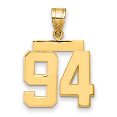 Black Bow Jewelry 14k Yellow Gold, Athletic Collection Medium Polished Number 94 Pendant