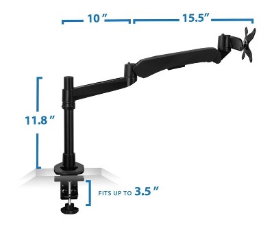 Black Adjustable Spring Arm Single Monitor Desk Mount
