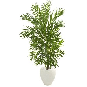 Nearly Natural 5’ Areca Palm Artificial Tree in White Planter - 1 of 1
