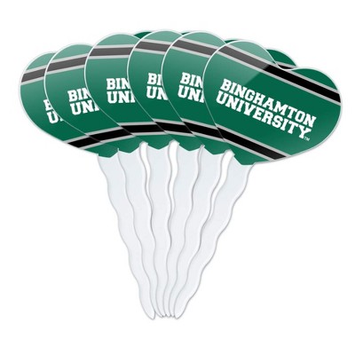 Binghamton University Stripes Heart Love Cupcake Picks Toppers Decoration Set of 6