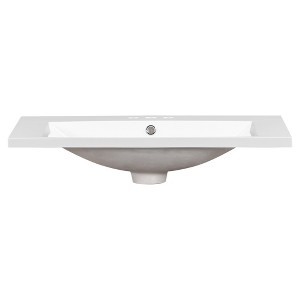 Vynxaria 30"L x 18"W White Resin Vanity Top Bathroom Sink with 3 Faucet Holes - 1 of 4