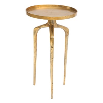 Antique Gold Round Metal Nesting Tables, Set of 2