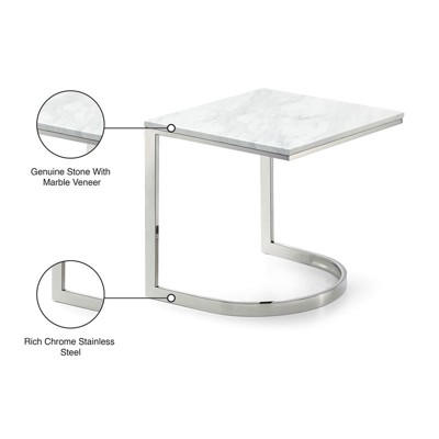 Copley Chrome and Stone C-Form Accent Table