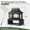 Kumasinova 40" Outdoor Fire Pit with Bottom Wood Storage and Poker,Wood-Burning Steel Patio Fireplace for Backyard and BBQ Parties,Black - 3 of 4