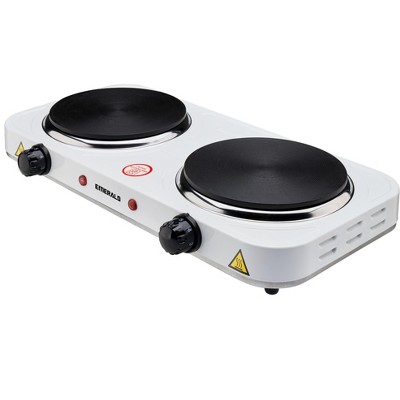 White Aluminum 2000 Watt Electric Double Burner Hot Plate