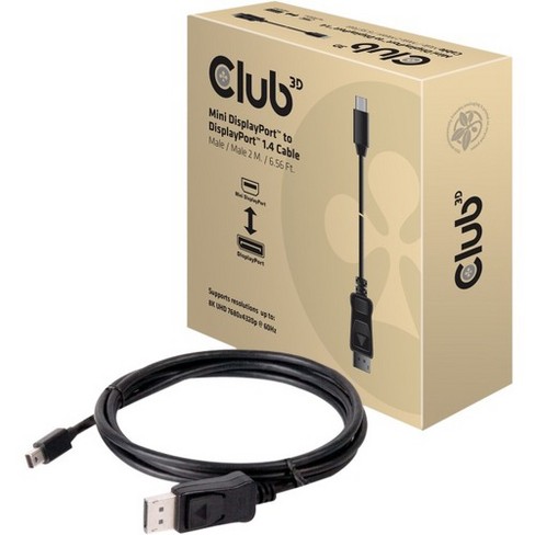 Club 3d Minidisplayport To Displayport 1 4 Hbr3 Cable M M 2m 6 56feet 6 56 Ft Displayport Mini Displayport A V Cable For Audio Video Device Monitor Target