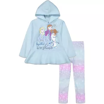 Kaal spuiten kapperszaak Disney Frozen 2 Elsa Anna Olaf Toddler Girl Fleece Ruffle Hoodie & Leggings  Set, Blue : Target