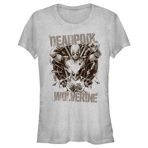 Junior's Marvel: Deadpool & Wolverine Grayscale Team T-Shirt - 1 of 4