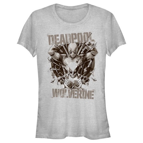 Junior's Marvel: Deadpool & Wolverine Grayscale Team T-Shirt - image 1 of 4