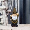 16" Magnesium Oxide Indoor/Outdoor Garden Gnome with Lantern Statue Brown - Alpine Corporation - 2 of 4