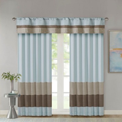 Polyoni Pintuck Light Filtering Striped Window Valance, Lightweight Textured Rod Pocket Top Valance for All Seasons