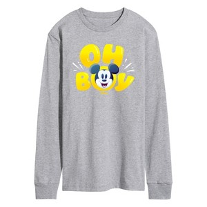 Men's - Disney - Oh Boy Mickey Face Long Sleeve Graphic T-Shirt - 1 of 4