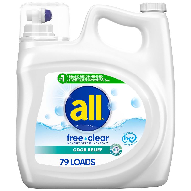 All Ultra Free Clear Odor Relief HE Liquid Laundry Detergent - 141oz, 1 of 10