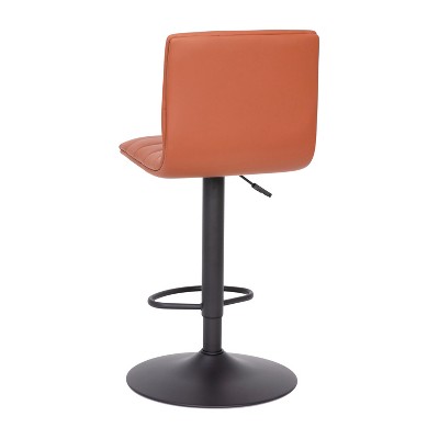 Cognac Vinyl Adjustable Swivel Barstool with Black Metal Base