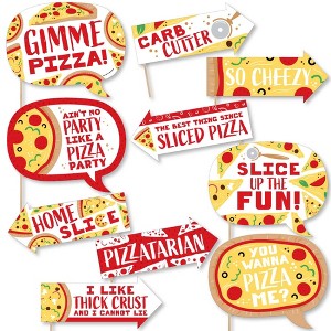 Big Dot of Happiness Funny Pizza Party Time - Baby Shower or Birthday Party Photo Booth Props Kit - 10 Piece - 1 of 4