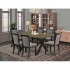 HomeStock 7-Piece Distressed Jacobean Finish Solid Wood Top Dining Table with 6-Parson Chairs - 2 of 4